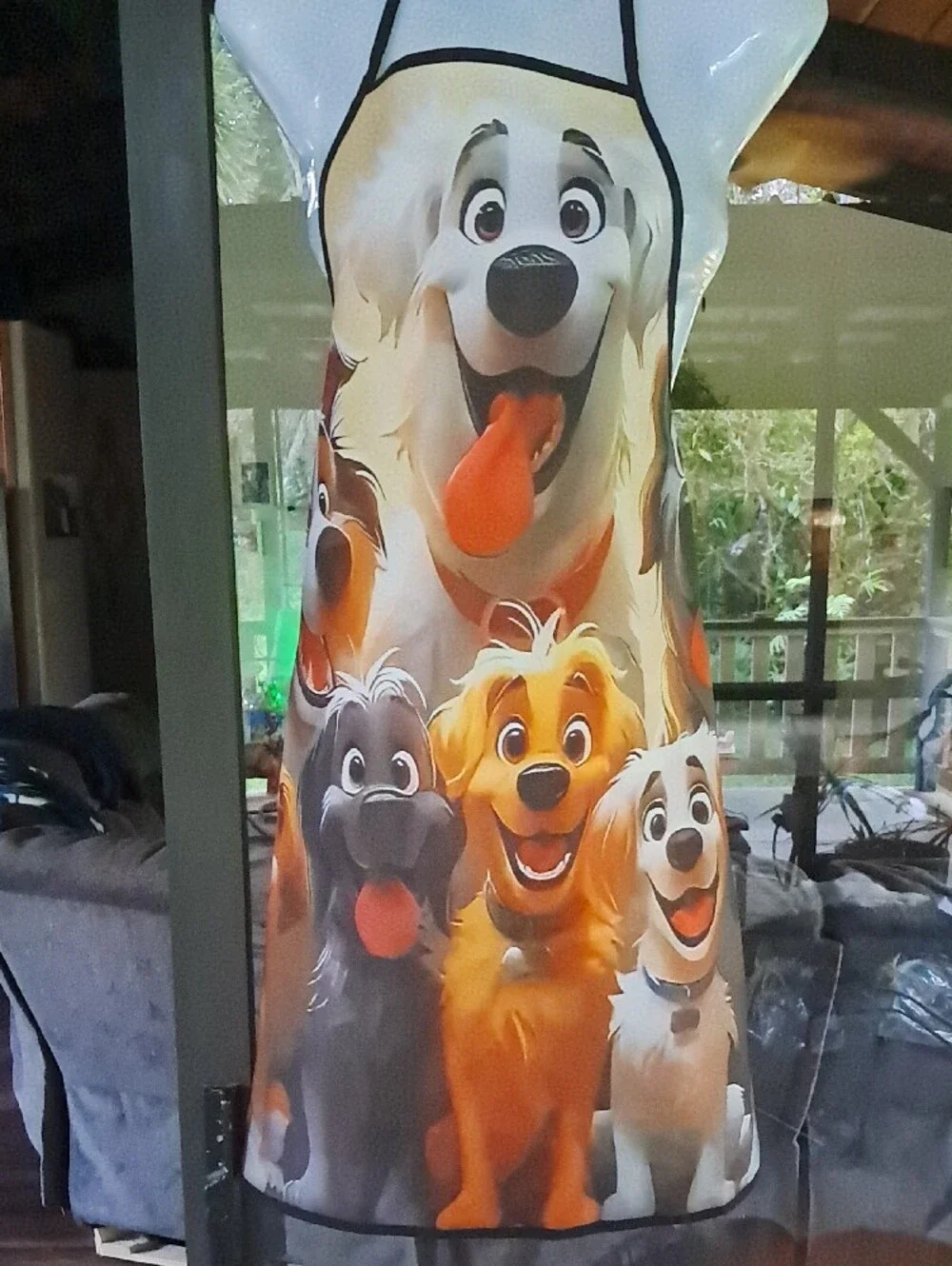 Dog Print Kitchen Apron in Orange and White - Brand Unspecified